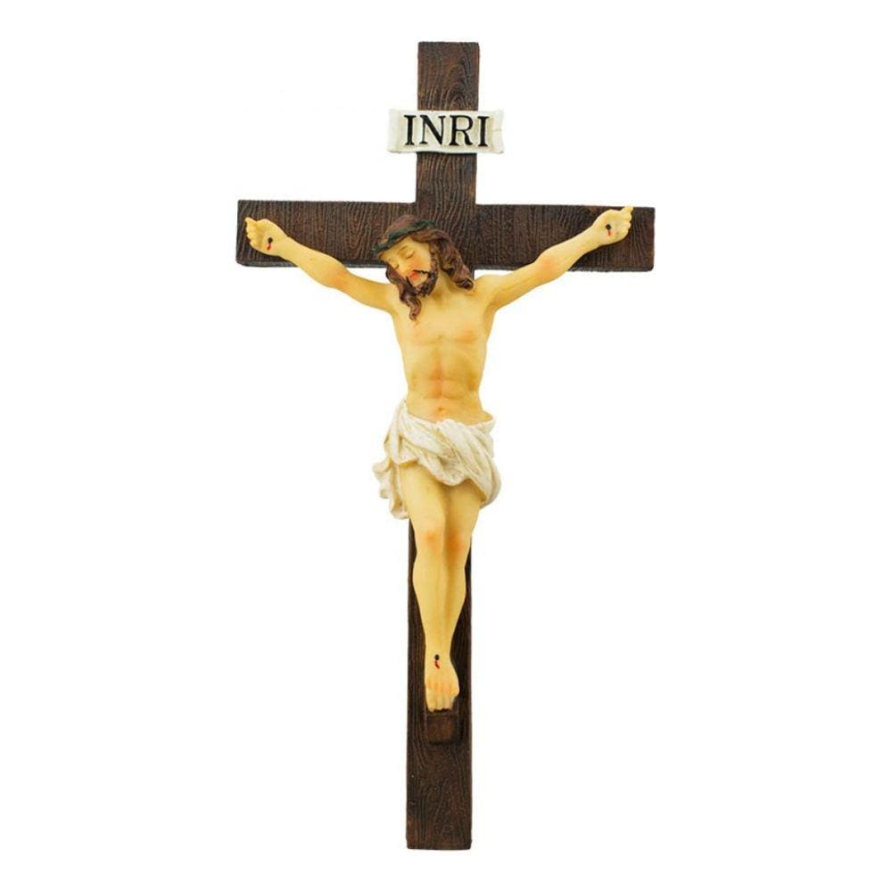 Crucifixo De Parede Imagem Jesus Cruz Crucificado 23cm