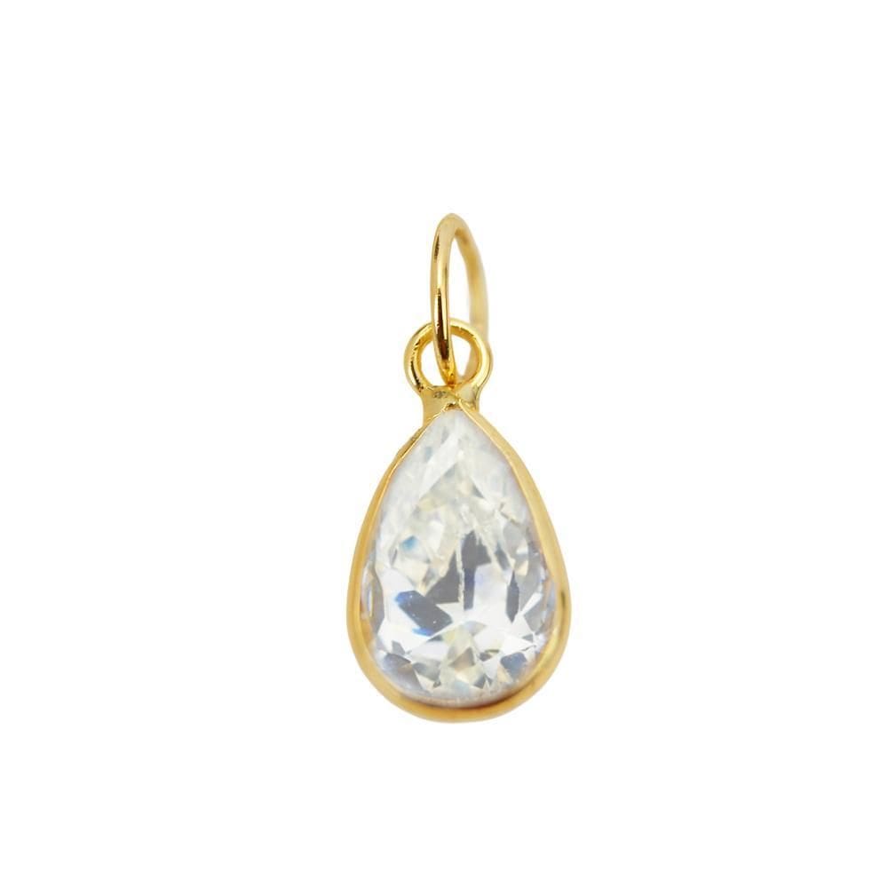 Pingente Gota Zircônia 7 Mm Em Ouro 18K