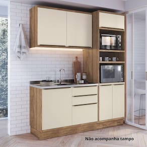 Cozinha Compacta 3 Peças 6 Portas Viena Freijó / Cinza Argila