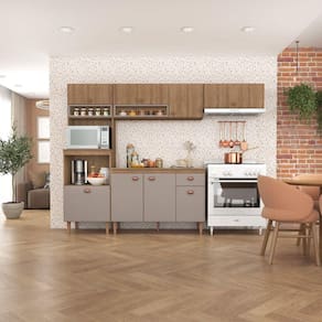Cozinha Modulada Marti com Tampo 5 Peças Mel/Cinza