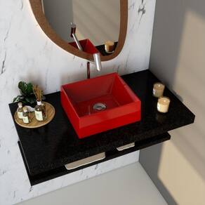 Kit Cuba Rt30 Riviera com Torneira Link 1062 e Válvula Botão com Sifão e Flexível Vermelho