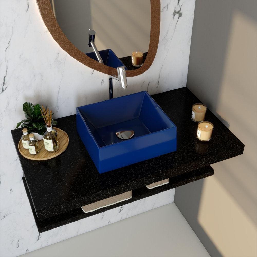 Kit Cuba Rt30 Riviera com Torneira Link 1062 e Válvula Click com Sifão e Flexível Azul Escuro