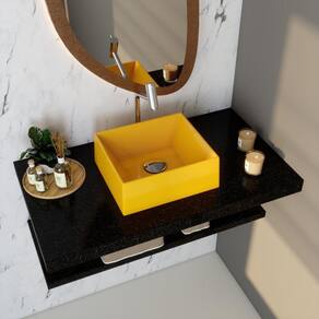 Kit Cuba Rt30 Riviera com Torneira Link 1062 e Válvula Click com Sifão e Flexível Amarelo