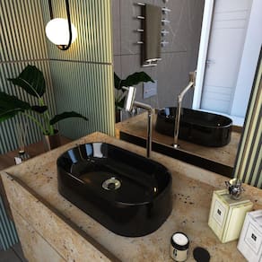 Kit Cuba Ov42 Laila com Válvula Metal e Sifão com Flexível Preto