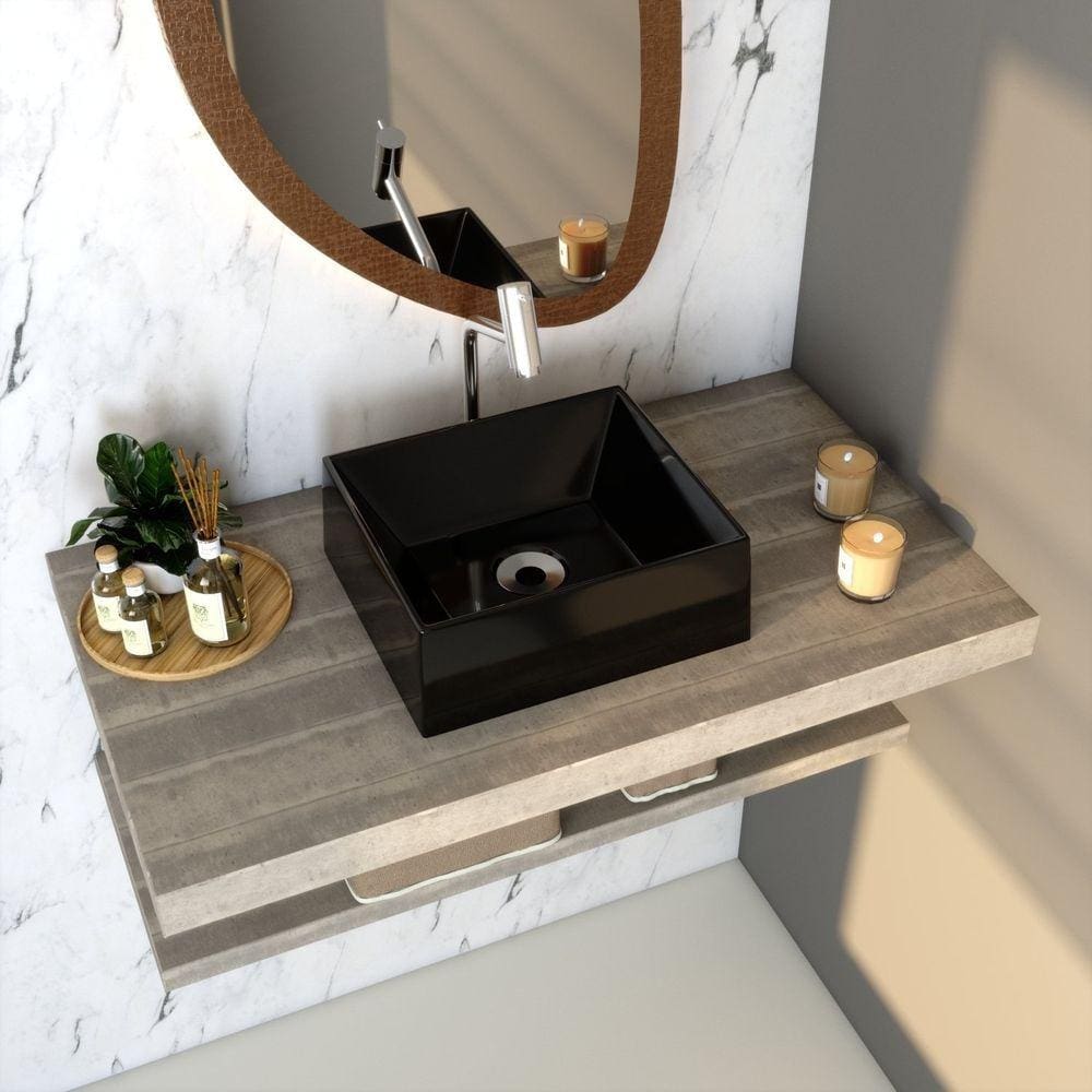 Kit Cuba Rt30 Riviera com Válvula Metal e Sifão com Flexível Preto