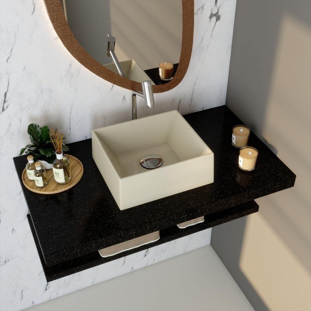 Kit Cuba Rt30 Riviera com Válvula Click e Sifão com Flexível Bege