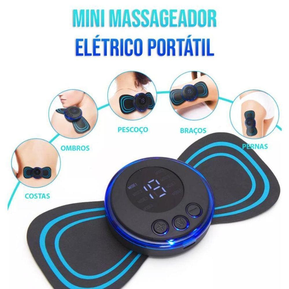 Mini Massageador Pescoço Estimulador Elétrico Portátil