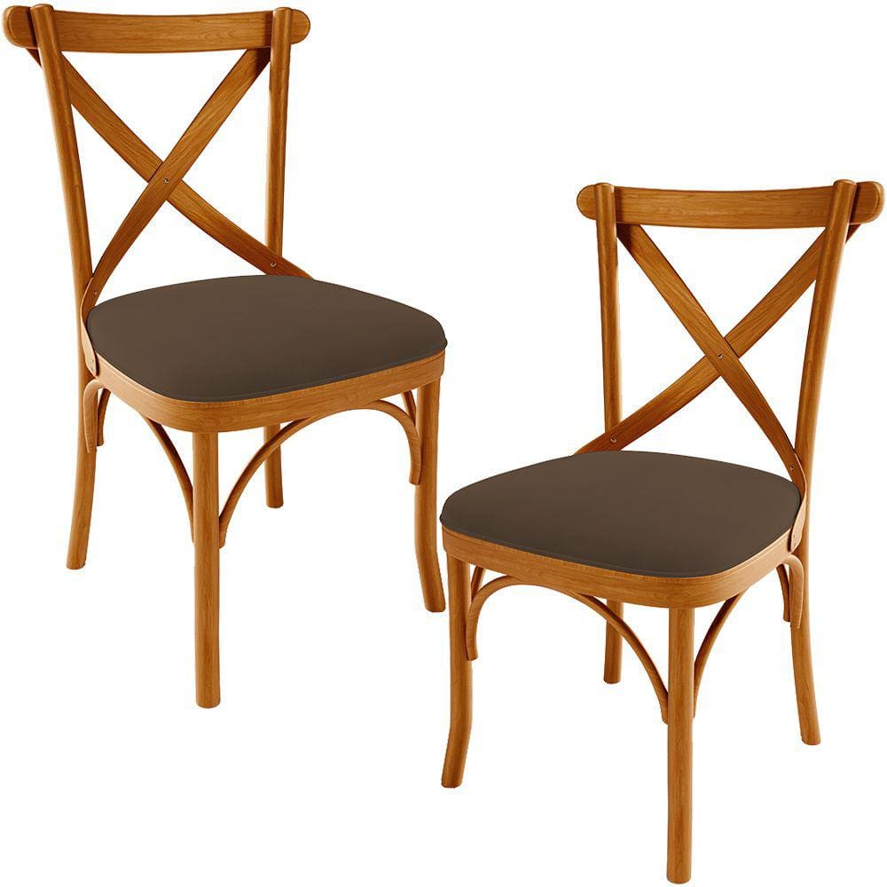 Kit 02 Cadeiras Para Sala de Jantar e Estar Living Estofada Ávila L02 Suede Marrom - Lyam