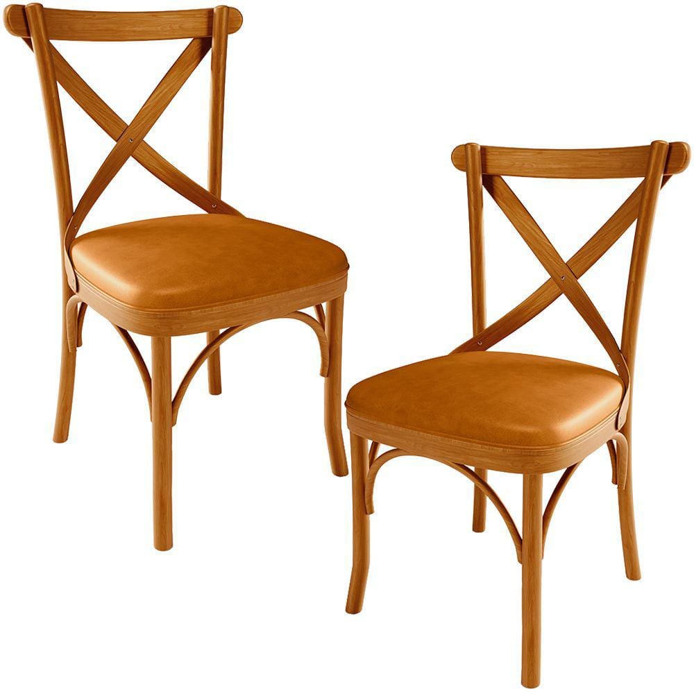 Kit 02 Cadeiras Para Sala de Jantar e Estar Living Estofada Ávila L02 Couríssimo Whisky - Lyam