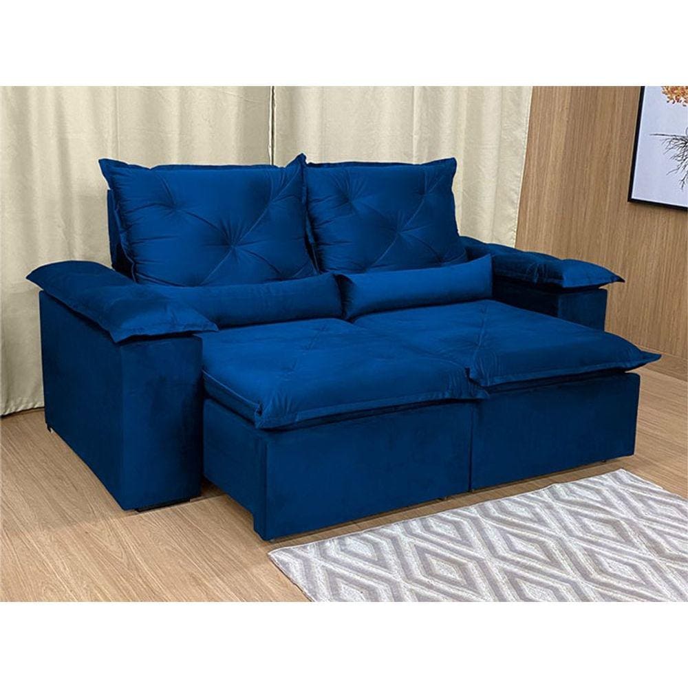Sofá Retrátil Reclinável 2,50 m Azul 206 Athenas