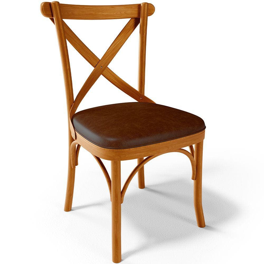 Cadeira Para Sala de Jantar e Estar Living Estofada Ávila L02 Couríssimo Marrom - Lyam