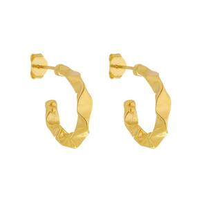 Brinco Tendência Meia Argola Pequena Folheado a Ouro 18k