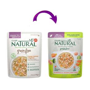 Ração Úmida Guabi Natural Grain Free Sache Gatos Castrados Salmão e Frango 85g