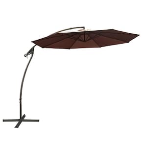 Ombrelone Lateral Saba Rivattis 300 Cm Em Alumínio Com Base Com Capa Em Poliéster Café