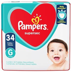 Fralda Descartável Pampers Supersec G - 4 Embalagens com 34 Unidades cada