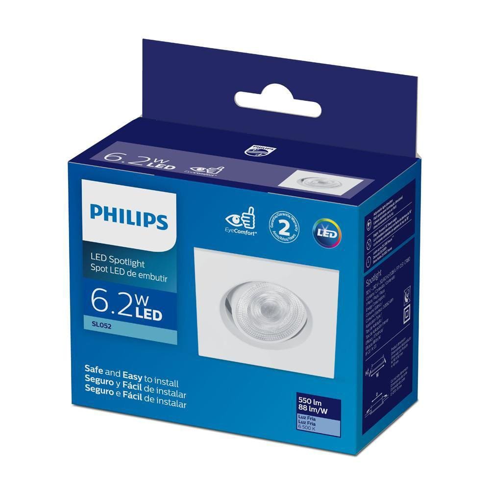 Philips Spot Integrado Led de embutir quadrado 6,2W  BR fria 6500K BV
