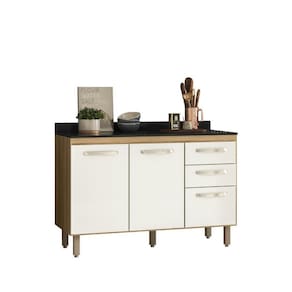 Balcão Doce 118cm com 02 Portas e 03 Gavetas