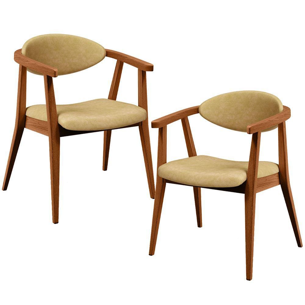 Kit 02 Poltronas Decorativa Para Sala De Estar E Recepção Cecília L02 Couríssimo Casco F  - Lyam Decor