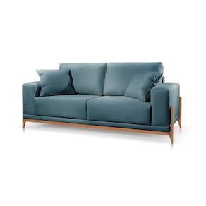 Sofá 4 Lugares Fixo Living Bellagio Linho Azul 2,5m