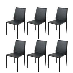 Kit 6 Cadeiras Amanda Glam Rivattis Revestida Em Pvc Preto Estrutura Metal