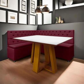 Conjunto Canto Alemão com Bau para Bar Lanchonete Capitone Bordo 125x160cm SOFA STORE