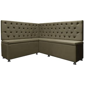 Kit Canto Alemão para Casa Cozinha Capitonê 1,25x1,60m Veludo Marrom SOFA STORE