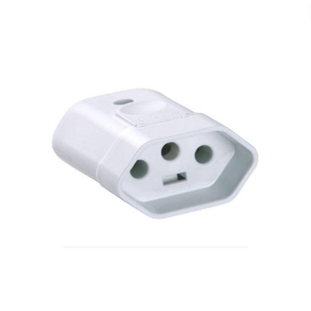 Plugue Femea 2P+T 10A/250V Branco Tramontina