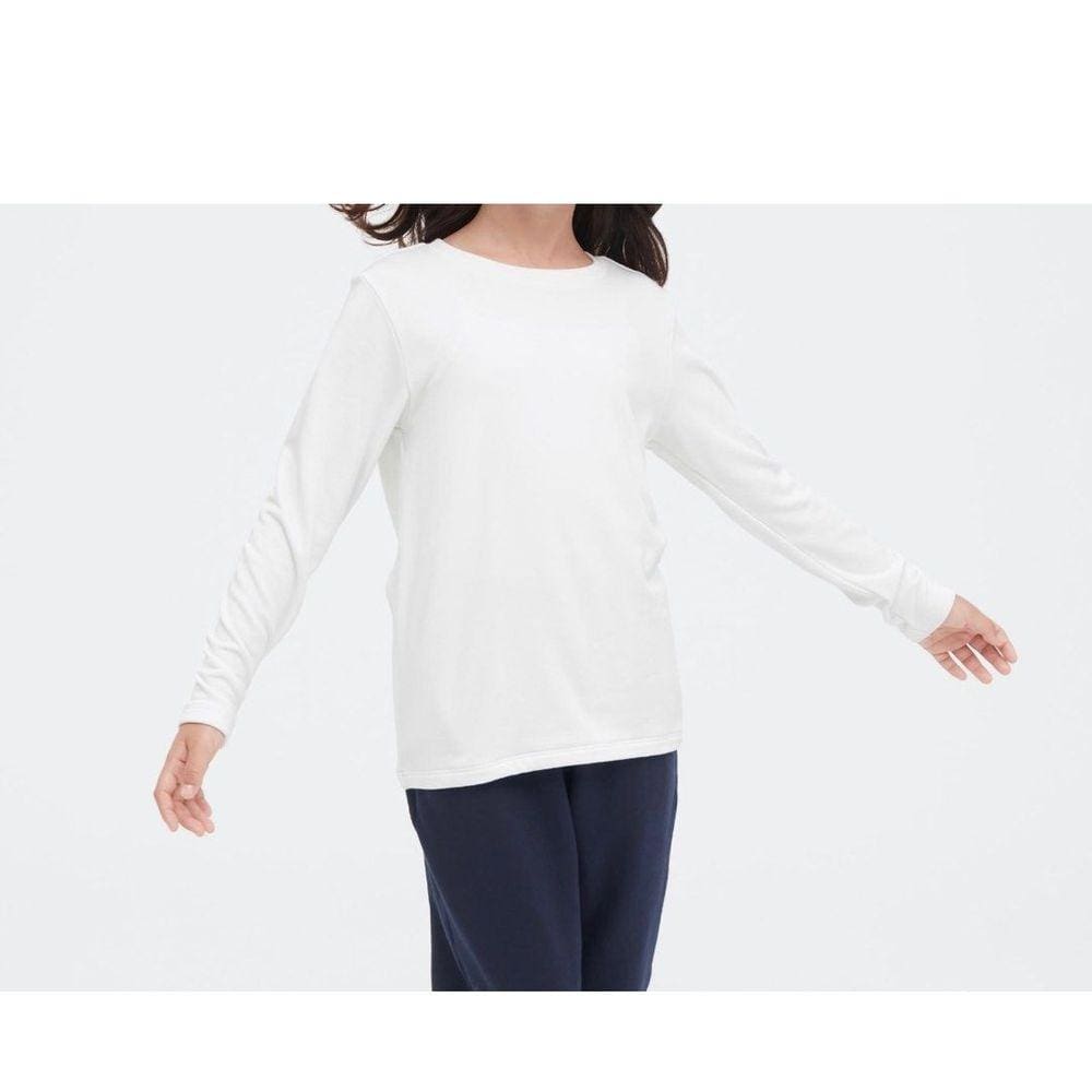 Camiseta Térmica Uniqlo Heattech Infantil Manga Longa Branca
