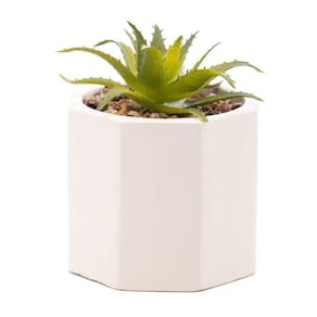 Cachepot Wolff Geométrico de Cimento Branco 7,5cm x 9,5cm