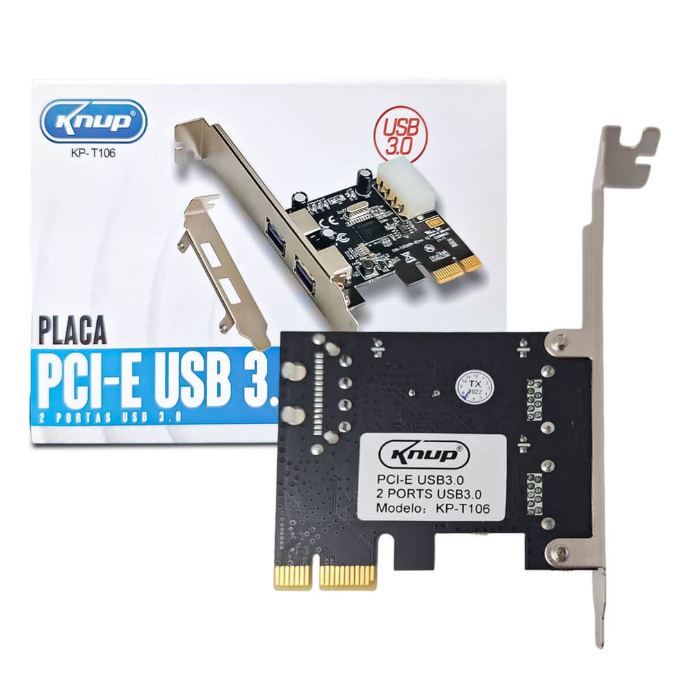 Placa Pci-e Com 2 Portas Usb 3.0 Plug And Play Knup