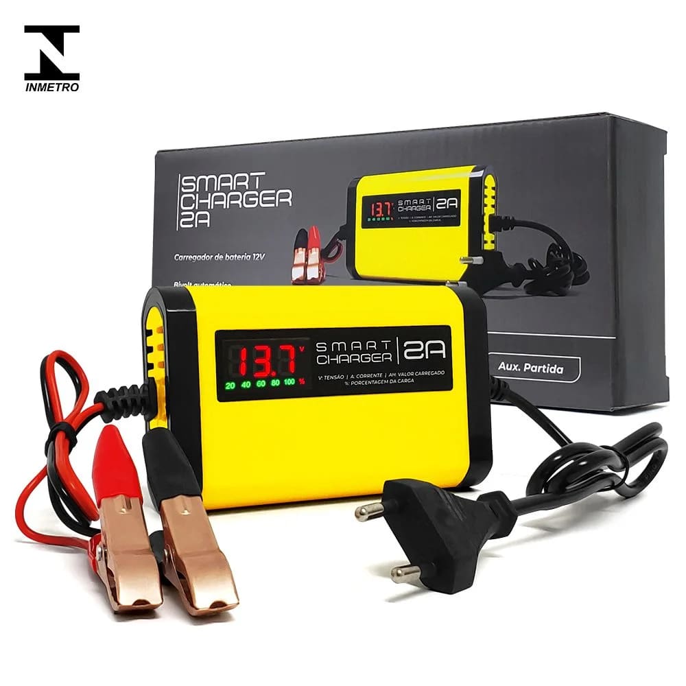 YX1202 DISPLAY, Carregador de Bateria Automotivo inteligente com Display Digital 127-220v (BIVOLT) 35W, 50-60HZ 2AH