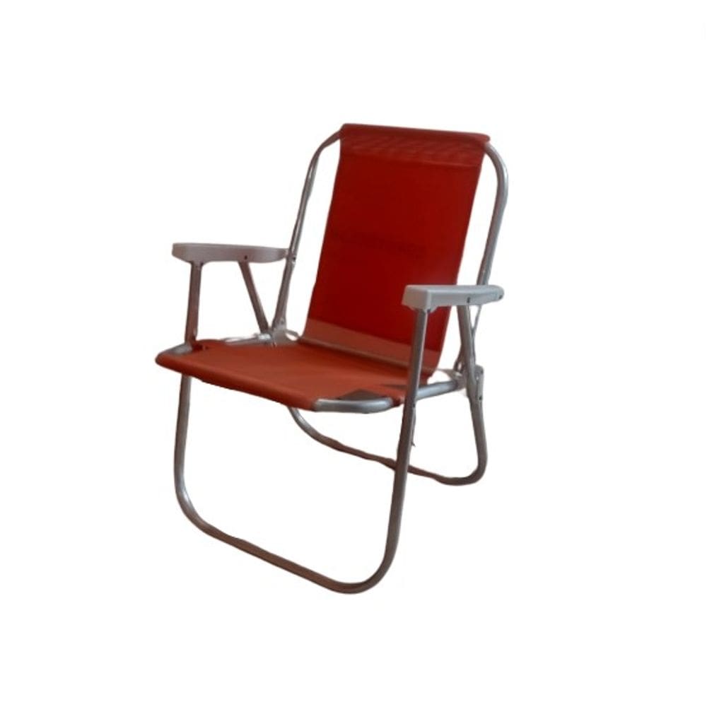 Cadeira Praia Varanda Alta Aluminio Laranja