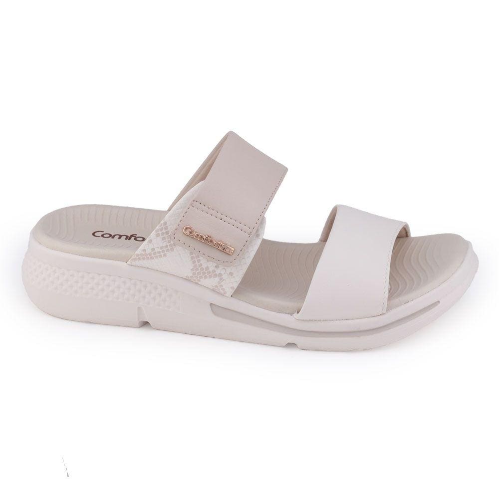Chinelo feminino Comfortflex 22-68402 Alto Marfim SlipOn
