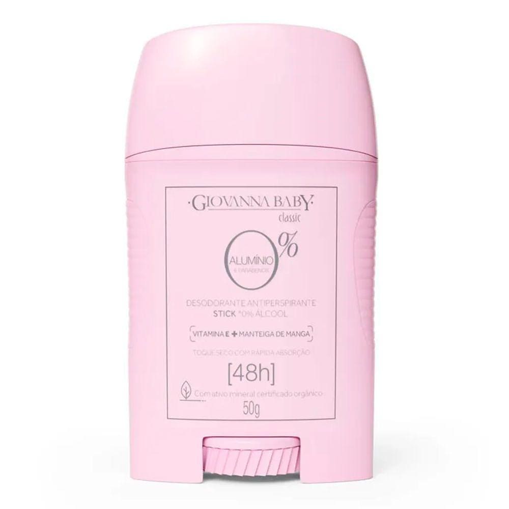 Desodorante Giovanna Baby Classic 0% Alumínio Antiperspirante 48h Stick 50g