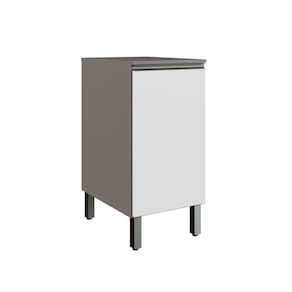 Balcão 40 com Tampo 1 Porta Cozinha Diamante New Fumê/Branco
