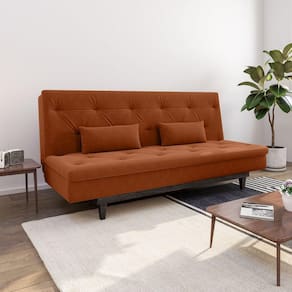 Sofá Cama 3 Lugares em Suede Tokio Yescasa Laranja/Marrom