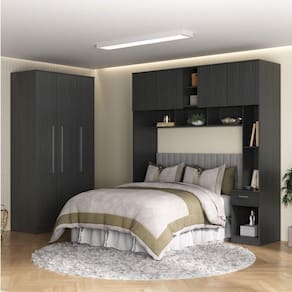 Guarda-roupa Modulado Lugano 8 Portas 3 Gavetas 3 Peças Yescasa Grafite