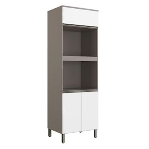 Paneleiro Kit Forno 3 Portas Cozinha Diamante New Fumê/Fumê Branco