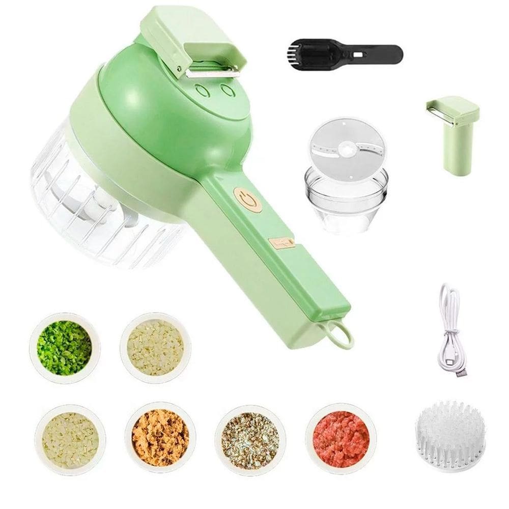 Mini Cortador De Vegetais 4 Em 1 Elétrico E Recarregável Usb