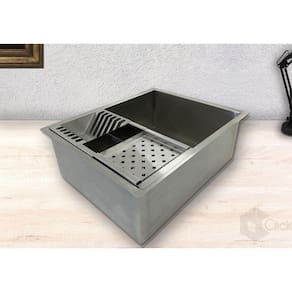 Cuba Inox Quadrada 500 X 400 Com Cesto Escorredor E Válvula Lançamento