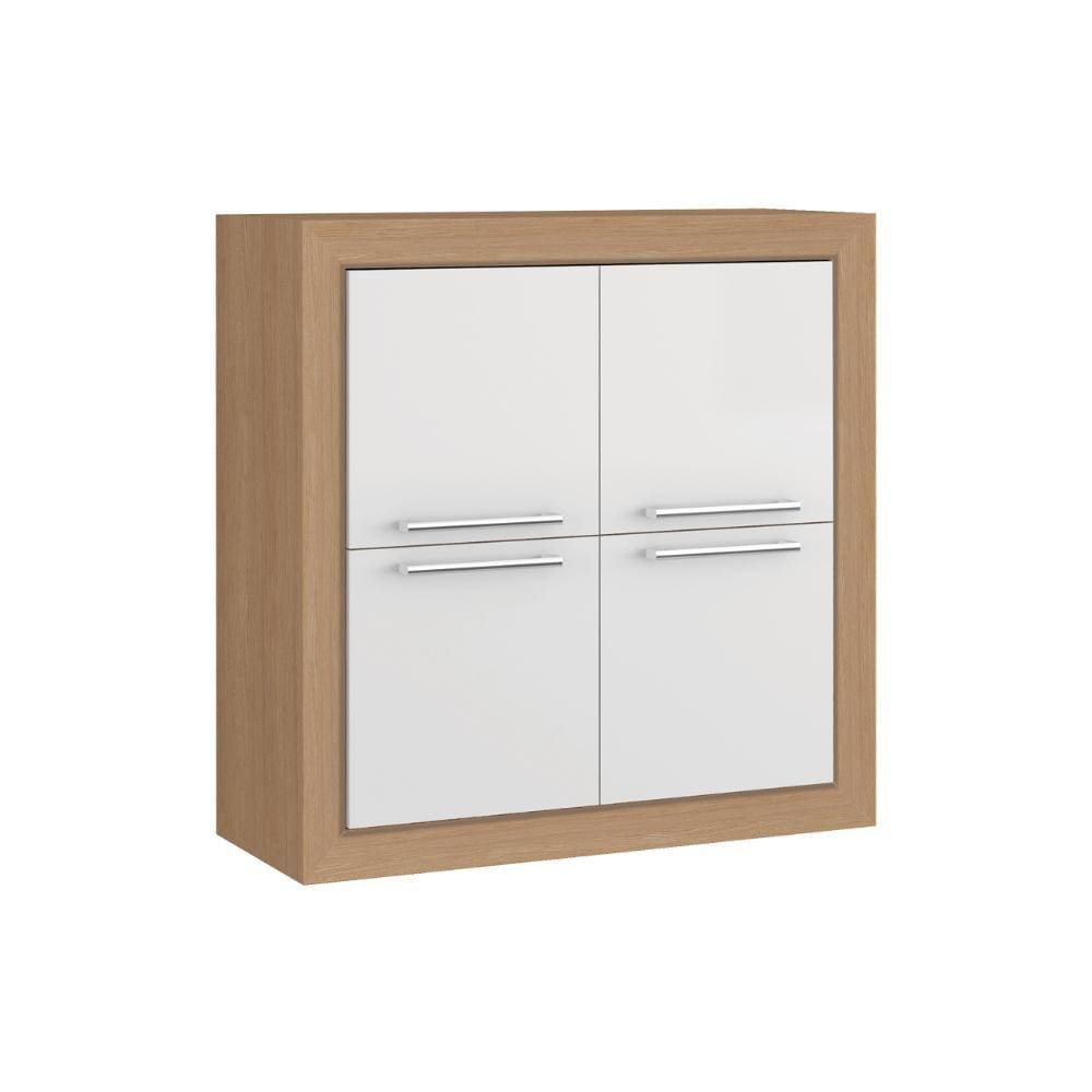 Armário Aéreo 4 Portas Ditália Aspen 80 Carv./Branco