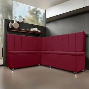 Conjunto Canto Alemão com Bau para Bar Lanchonete LISO Bordo 125x160cm SOFA STORE