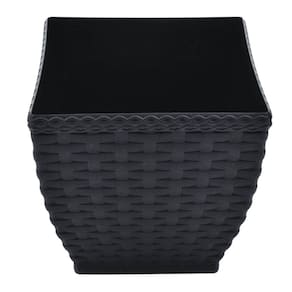 Vaso Cachepô Rattan Quadrado Médio (13,1L) Preto INJEPLASTEC