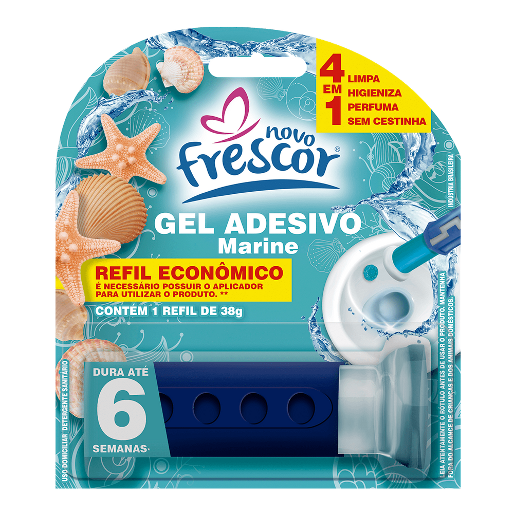 Refil Detergente Sanitários Reposição Gel Adesivo 38g Novo Frescor Dura até 6 Semanas - Odor: Marine
