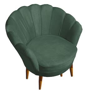 Poltrona Pétala Elegancia Decorativa Com Pés De Madeira Verde