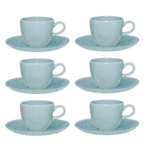 Jogo De Xicaras Chá Café C/Pires 6Pcs Porcelana Blue 220Ml