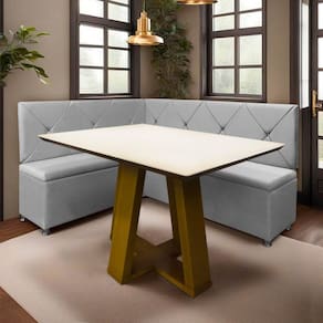 Canto Alemão 4 Lugares para Lanchonete 1,25x1,60m Cinza Claro SOFA STORE