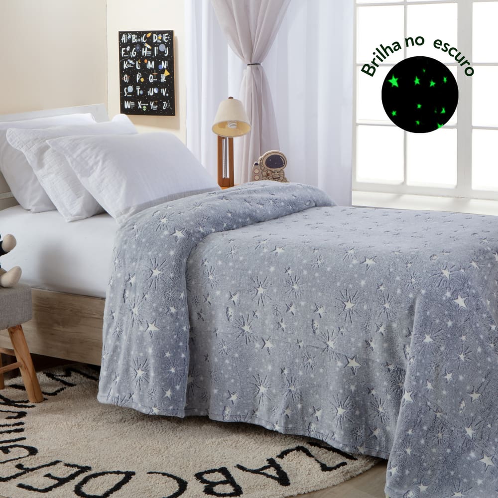 Cobertor Manta Infantil Brilha no Escuro Fleece  Fluorescente Magica