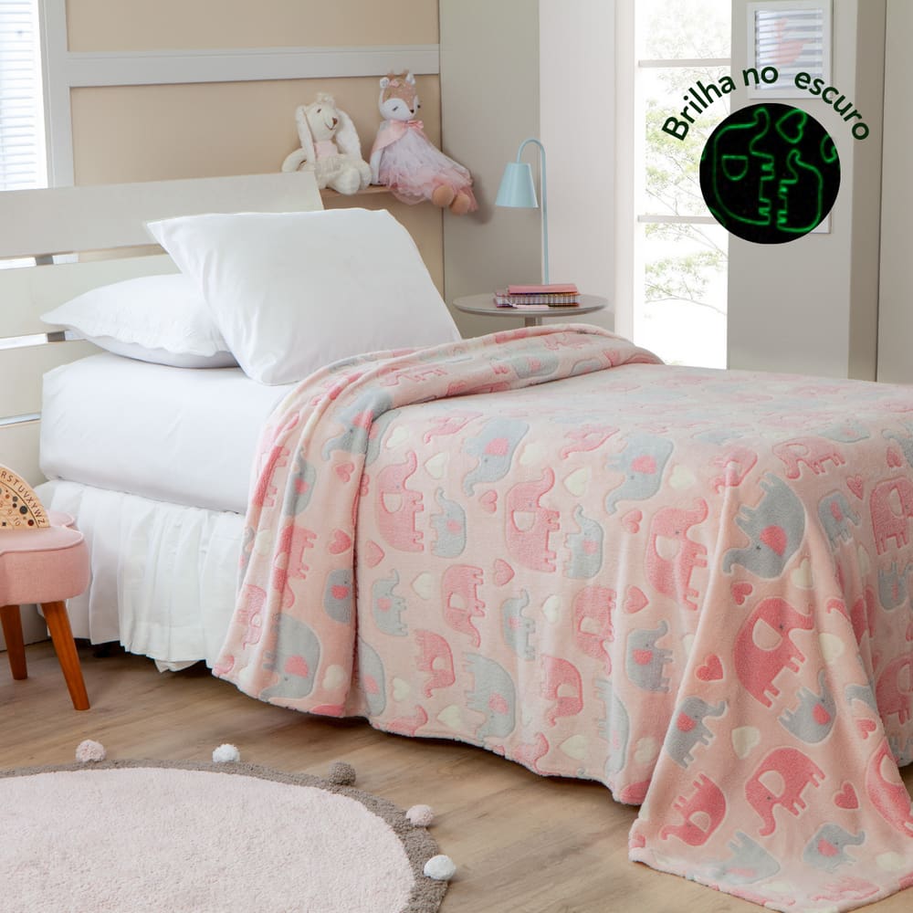 Cobertor Manta Infantil Brilha no Escuro Fleece Fluorescente Magica