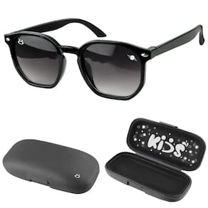 oculos sol infantil vintage proteção uv preto + case presente casual menino social quadrado criança